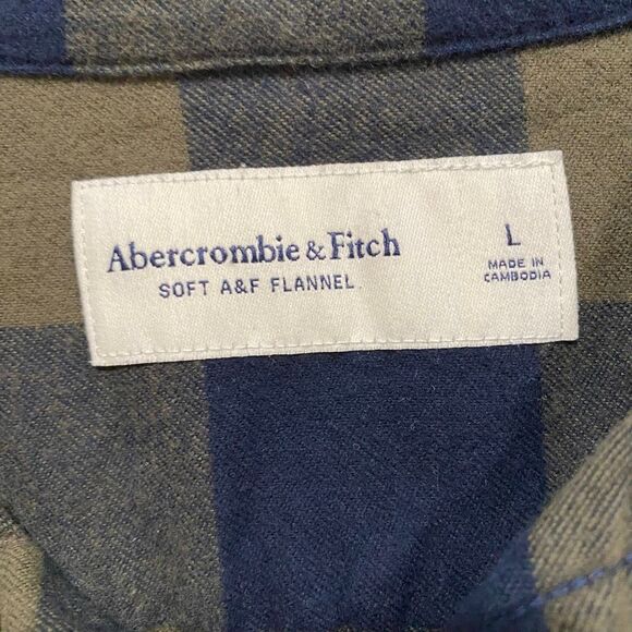 Abercrombie & Fitch Soft Flannel Shirt Men’s Large – Plaid Long Sleeve Button Do - Picture 3 of 6